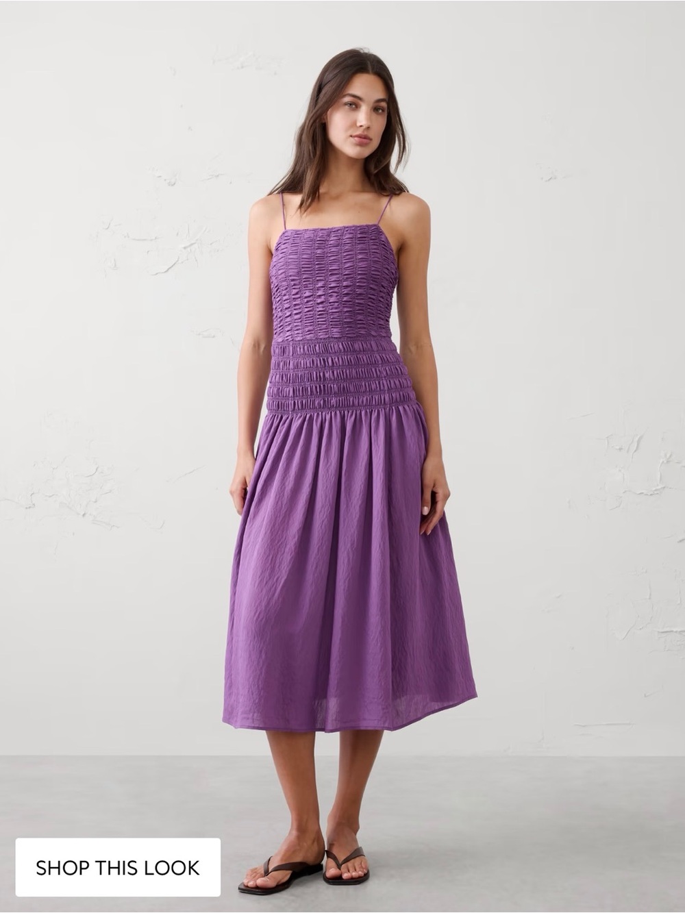 NWT Banana Republic Purple Smocked Midi Dress